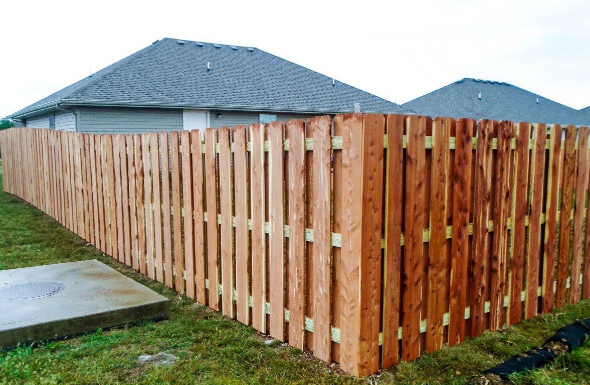 Cedar shadow box wood fence showcasing expert craftsmanship